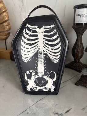 Black Skeleton Coffin Backpack - Gothic Statement Bag